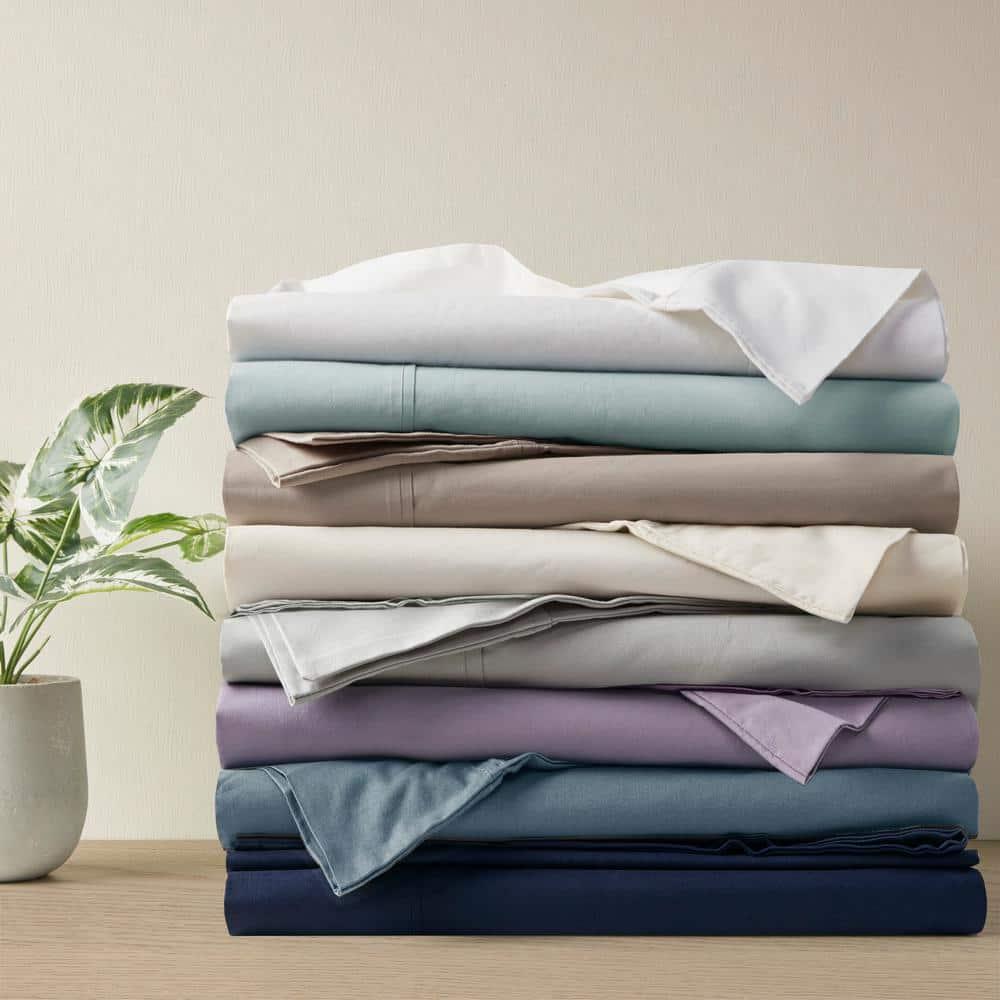 Madison Park Peached Percale 200 Thread Count Relaxed Cotton Percale Sheet Set