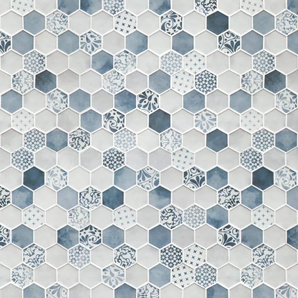 Sunwings 11.7" x 10.2" Recycled Glass Honeycomb Wall & Floor Tile