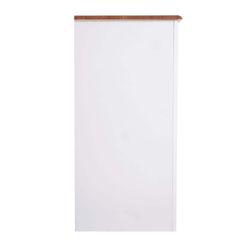 OS Home & Office Furniture Countryside Buffet with Two Drawers & Two Doors, Crisp White with Warm Pine Tops