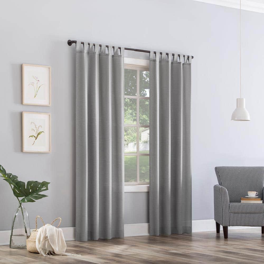 40"x84" No. 918 Light Filtering Semi-Sheer Joshua Heathered Texture Tab Top Curtain Panel Silver: Modern Indoor Decor
