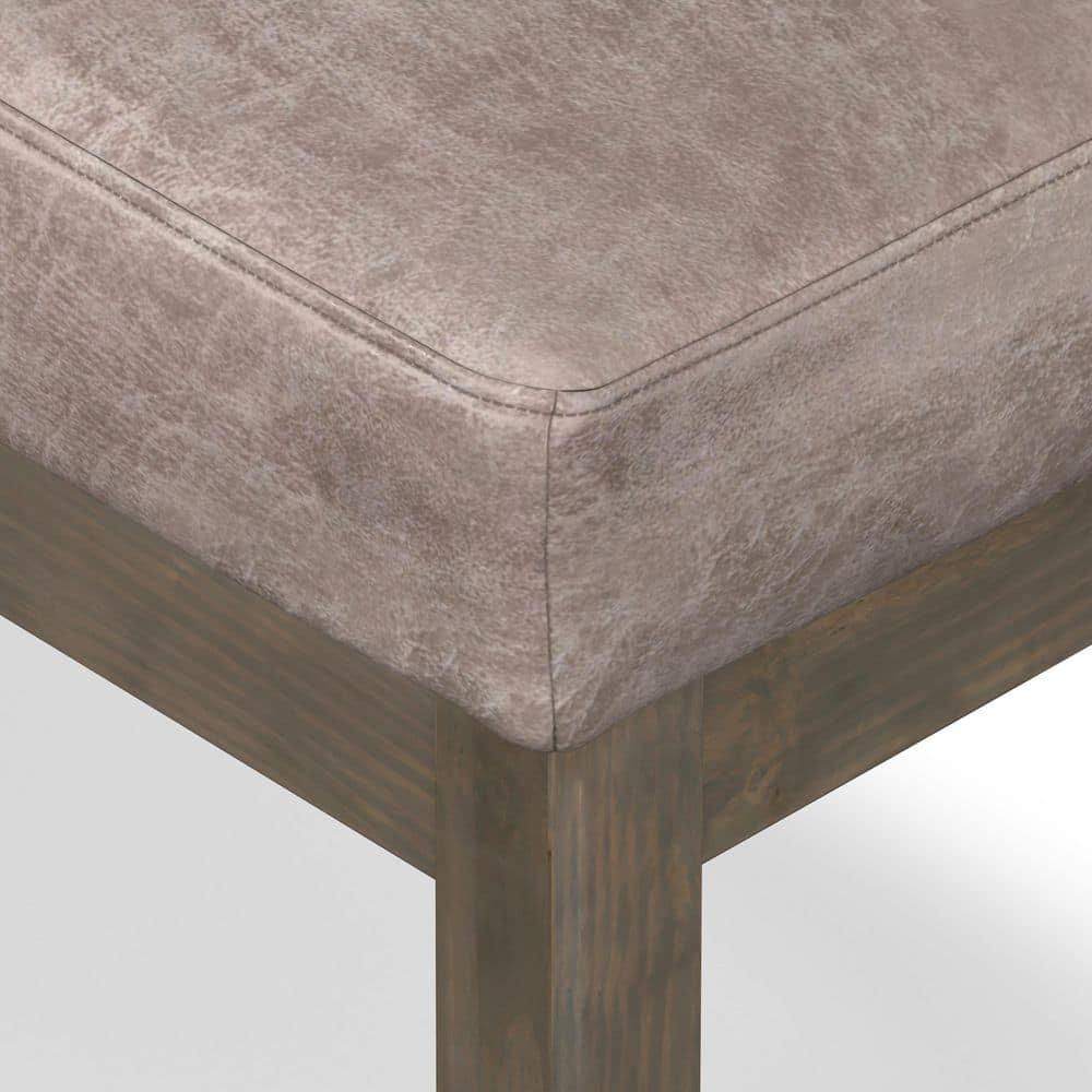 Simpli Home Milltown Ottoman Bench with Upholstered Seat and Solid Wood Frame
