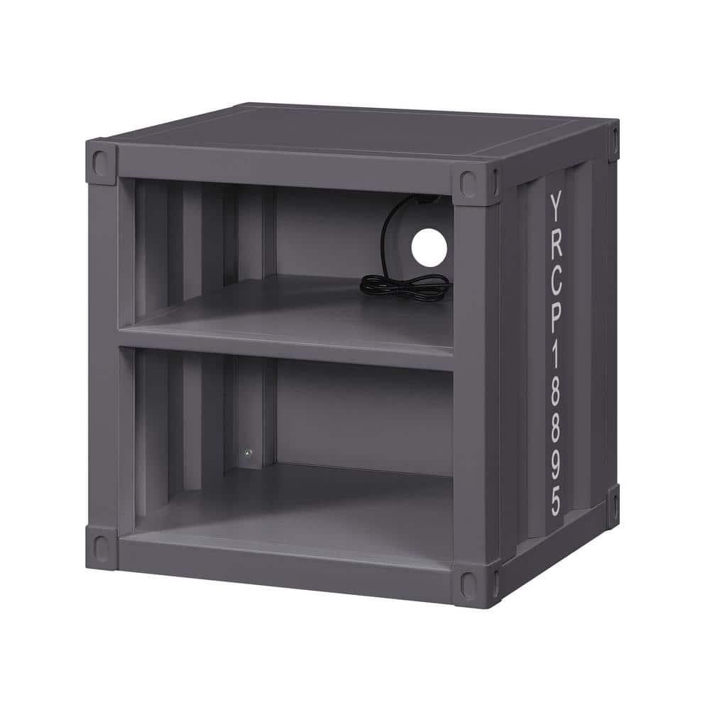 F&L Homes Studio Cargo Metal Nightstand W/USB