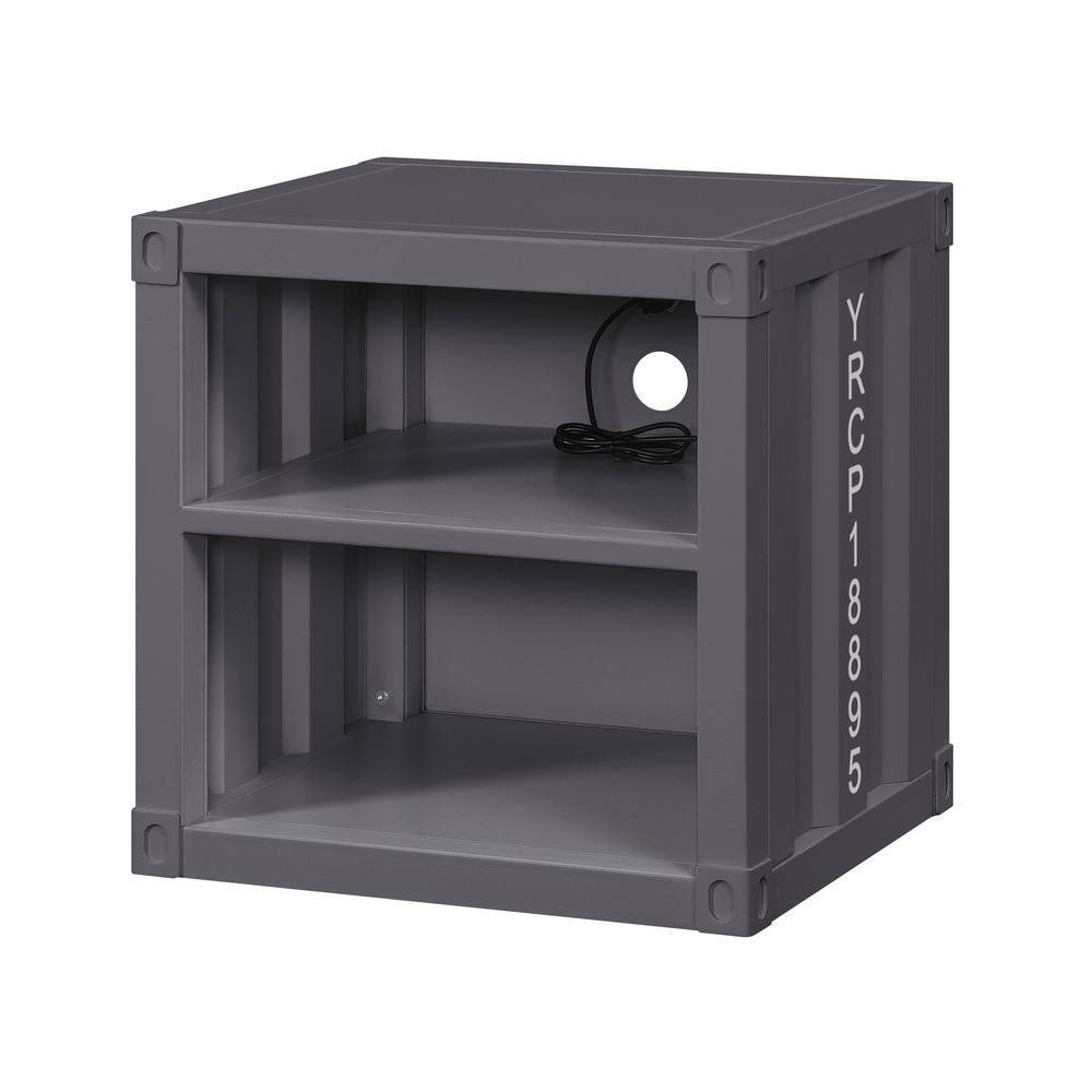 F&L Homes Studio Cargo Metal Nightstand W/USB