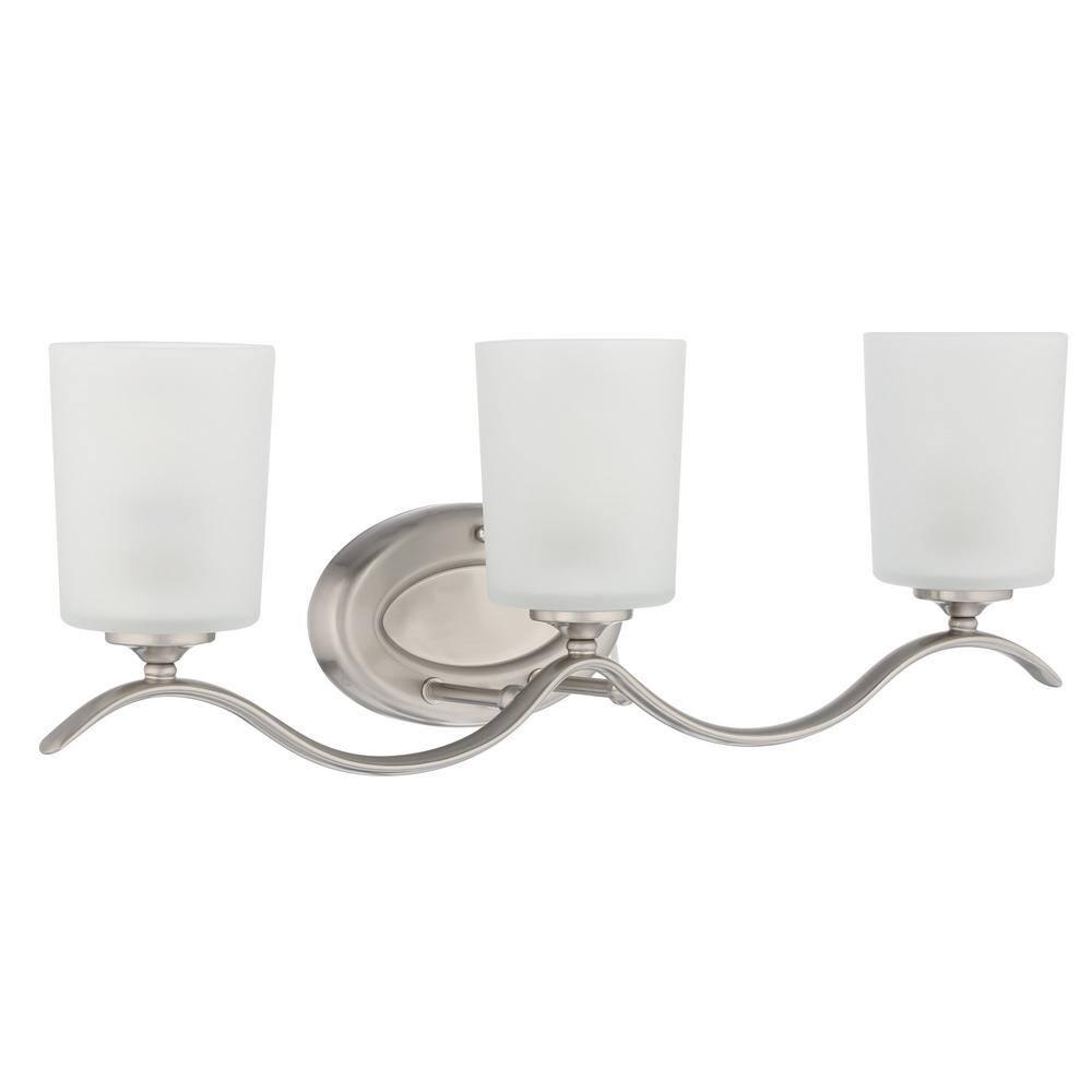 Progress Lighting Inspire 3-Light Wall Light, Brushed Nickel, Etched Glass Shade