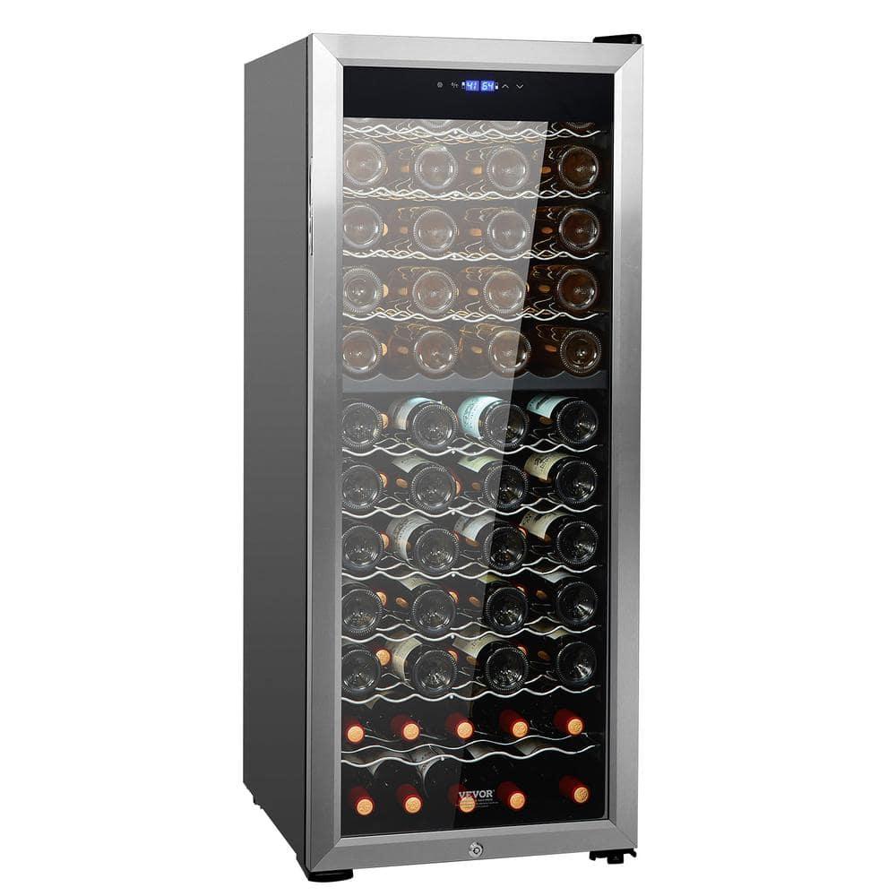 VEVOR 80-Bottle Black and Silver Dual Zone Wine Cooler with Interior Lighting