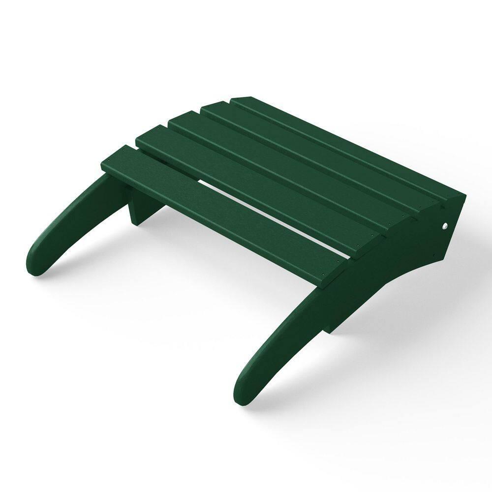 Polytrends  Laguna Hdpe All Weather Outdoor Patio Foldable Ottoman Dark Green