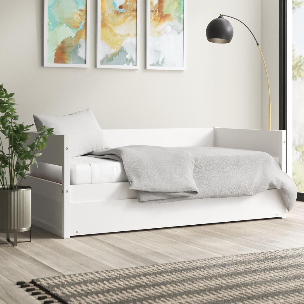 Camaflexi Tribeca Solid Wood Twin Daybed and Trundle Set in White