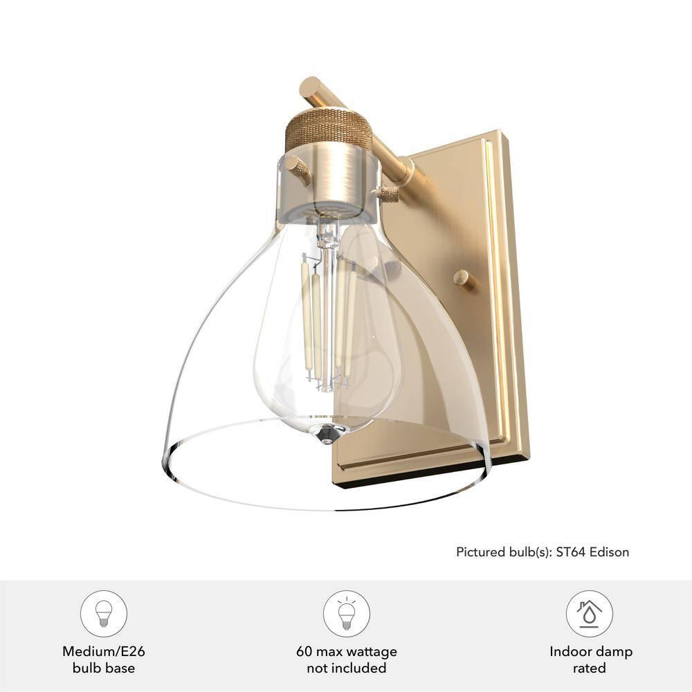 Hunter Van Nuys Brushed Nickel 1 Light Sconce Wall Light Fixture
