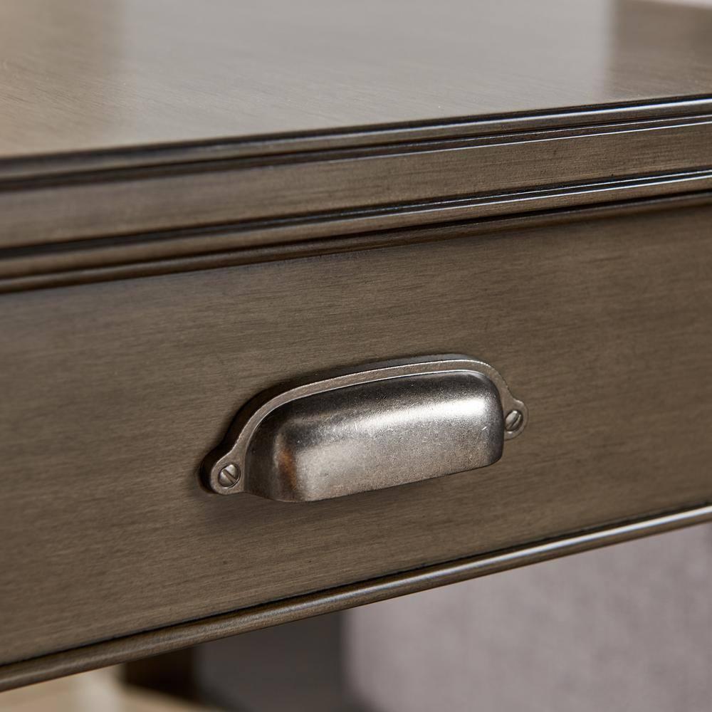 Leick Home 10507-GR Laurent End Table with Drawer and Display Shelf, Gray