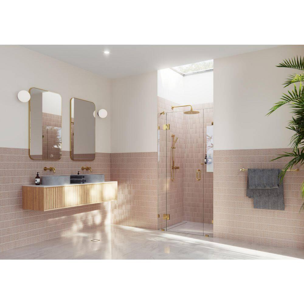 Glass Warehouse Stellar 43.5 in. W x 78 in. H Fully Frameless 3 Panel Inline Glass Hinged Shower Enclosure GHF-43.5-PB