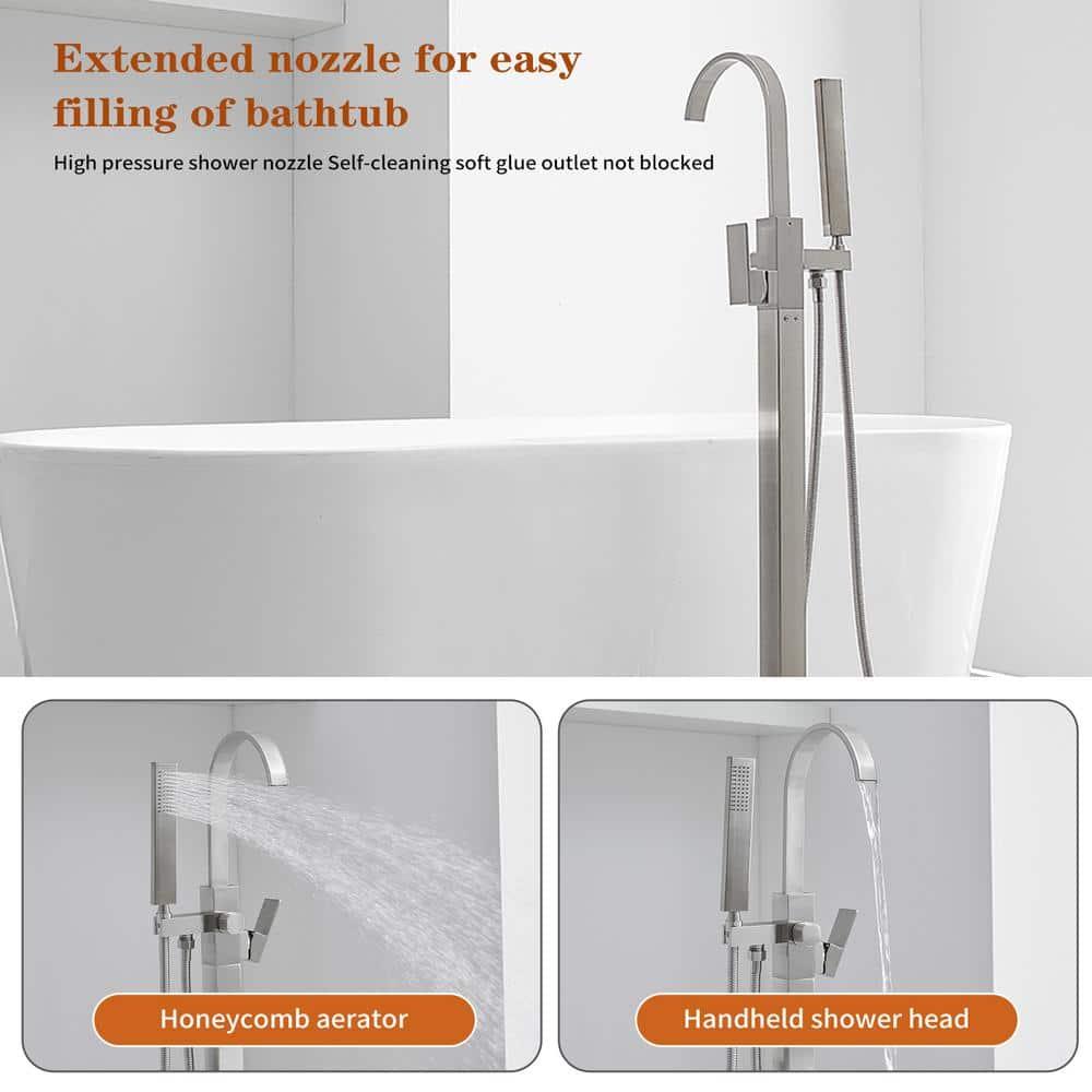 VIBRANTBATH A-97011-N 1 Handle Floor Clawfoot Tub Faucet with Diverter