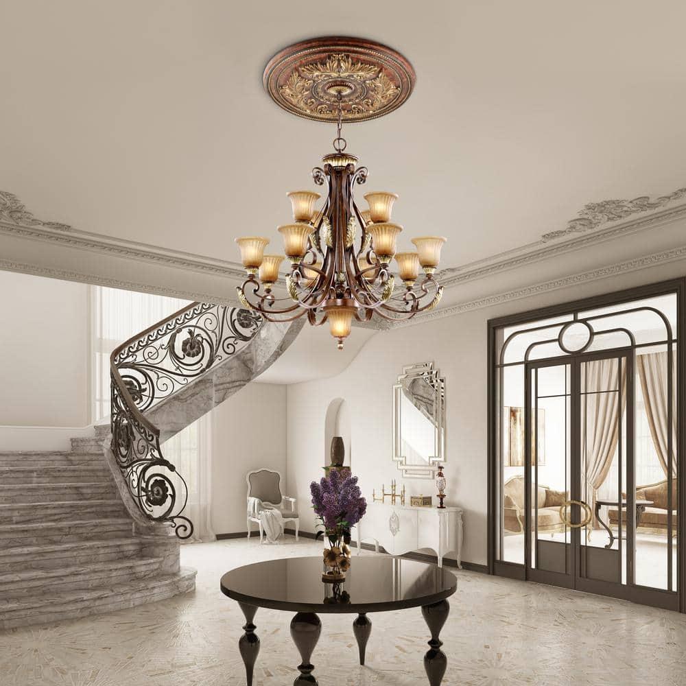 Livex Lighting Villa Verona Chandelier in Verona Bronze with Aged Gold Leaf