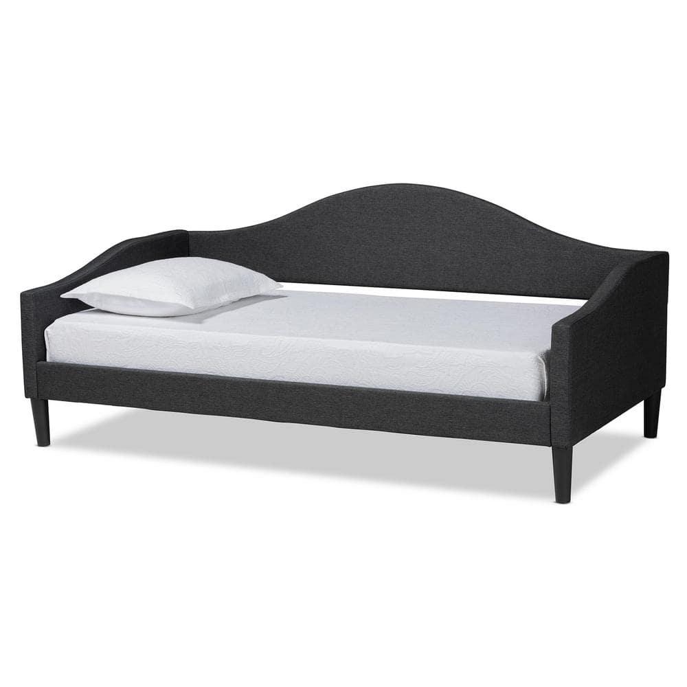 Full Milligan Upholstered Wood Daybed Charcoal/Dark Brown - Baxton Studio: Elegant Bedroom Furniture, No Trundle