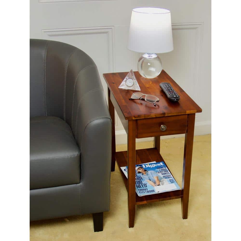 Solid Acacia Wood 23 in. Mahogany Recliner End Table