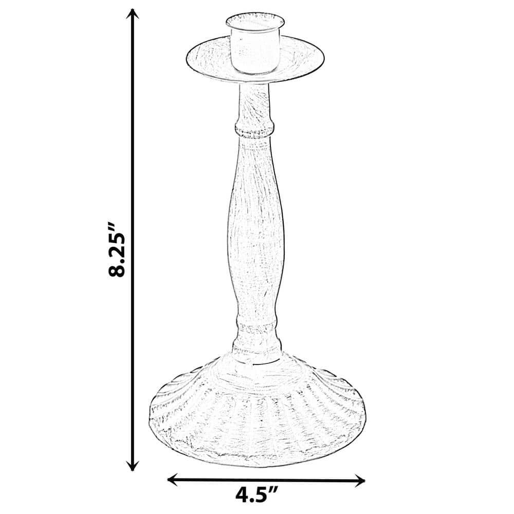 Fabulaxe Antique 8" Distressed Candlestick for Dining Room, Entryway, Kitchen and Vanity