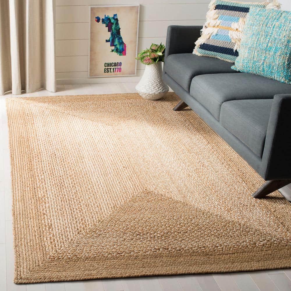 SAFAVIEH Natural Fiber Leo Geometric Area Rug, Natural/Ivory, 4' x 4' Square