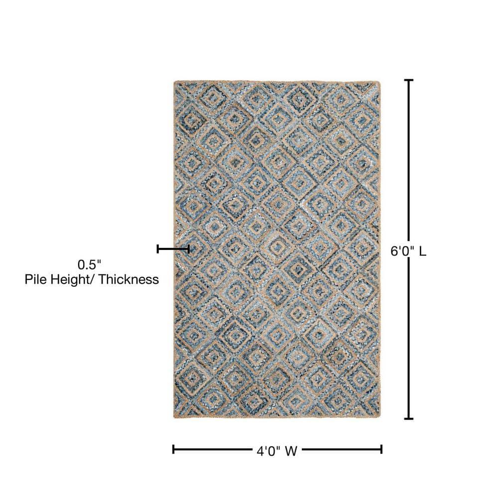 Cape Cod CAP354 Woven Indoor Area Rug - Natural/Blue - 4'x4' - Safavieh