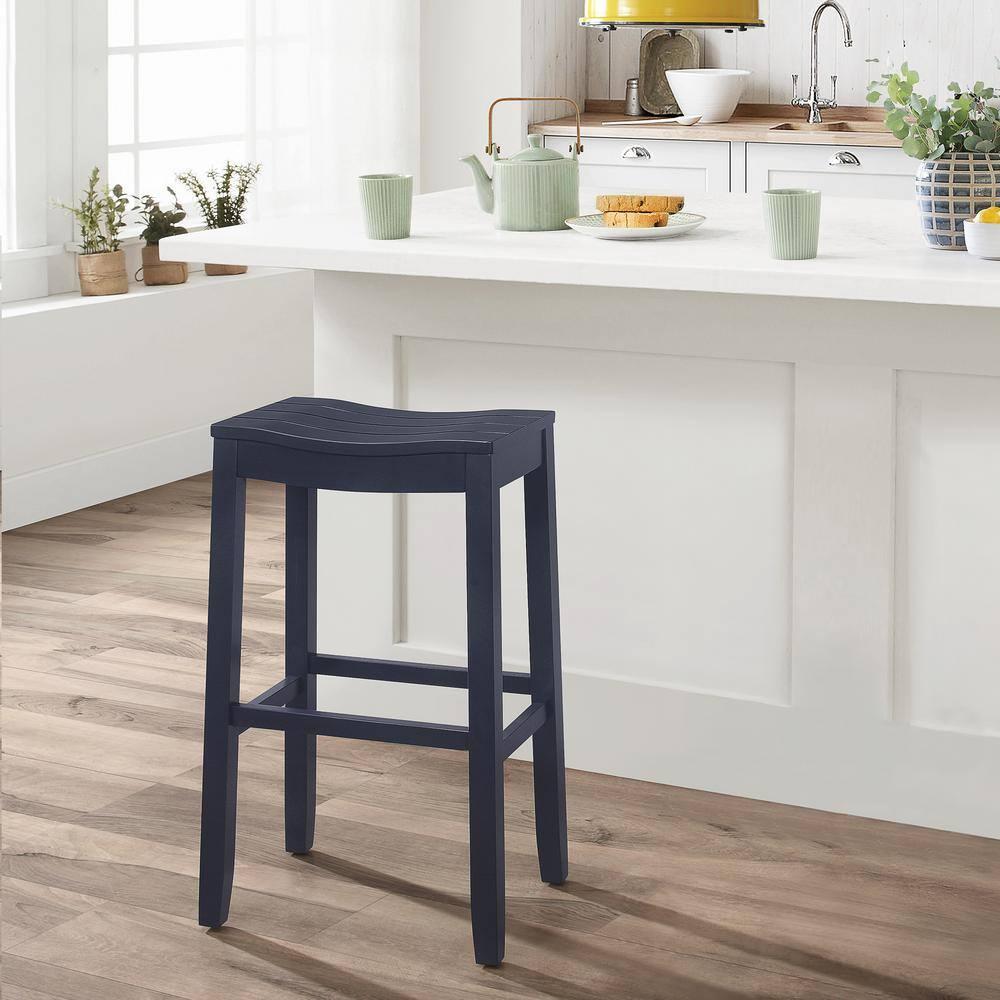 Hillsdale Furniture 24" Fiddler Backless Wood Counter Height Barstool Navy : Matte Finish, Fixed Height