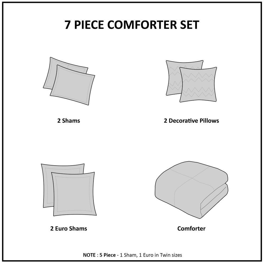 Intelligent Design Brooklyn Cotton Jacquard Comforter Set with Euro Shams and Throw Pillows