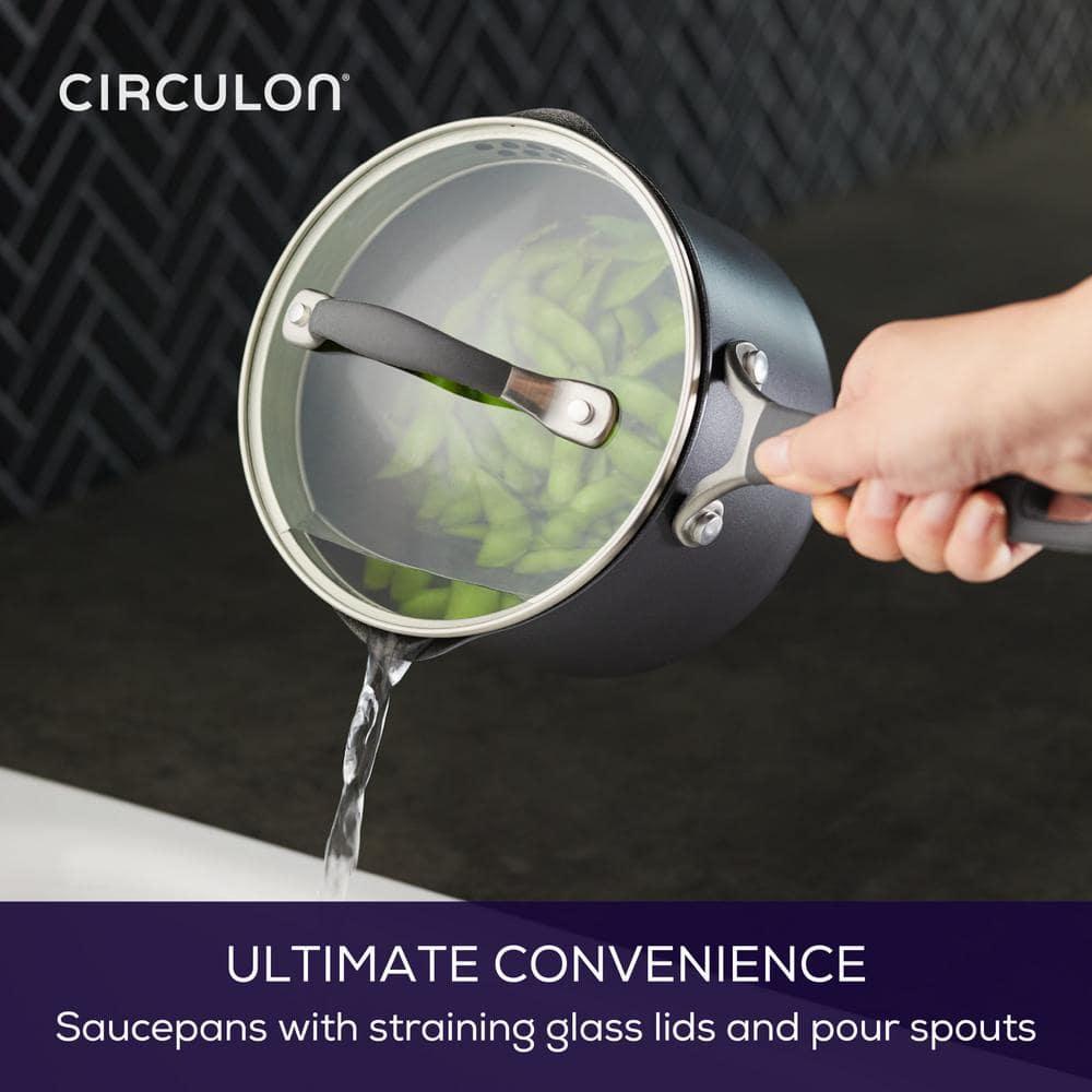 Circulon ScratchDefense with ScratchDefense Nonstick Induction Straining Sauce Pan with Lid