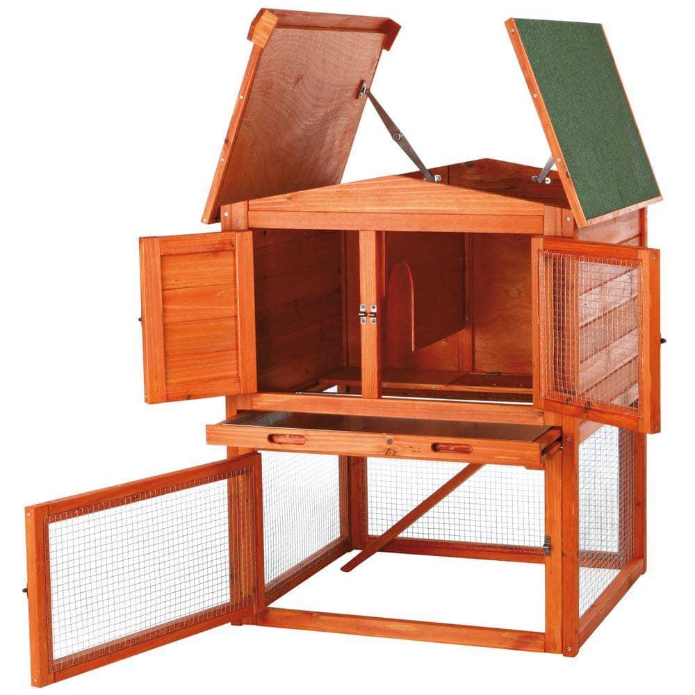 TRIXIE TRIXIE Elevated Single Rabbit Hutch with Large Run, Ramp, Ideal for Rabbits or Guinea Pigs