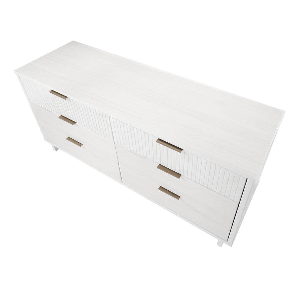 Granville Modern 6 Drawer Double Wide Dresser White - Manhattan Comfort: Bedroom Storage, Painted Wood Finish, Anti-Tip Design