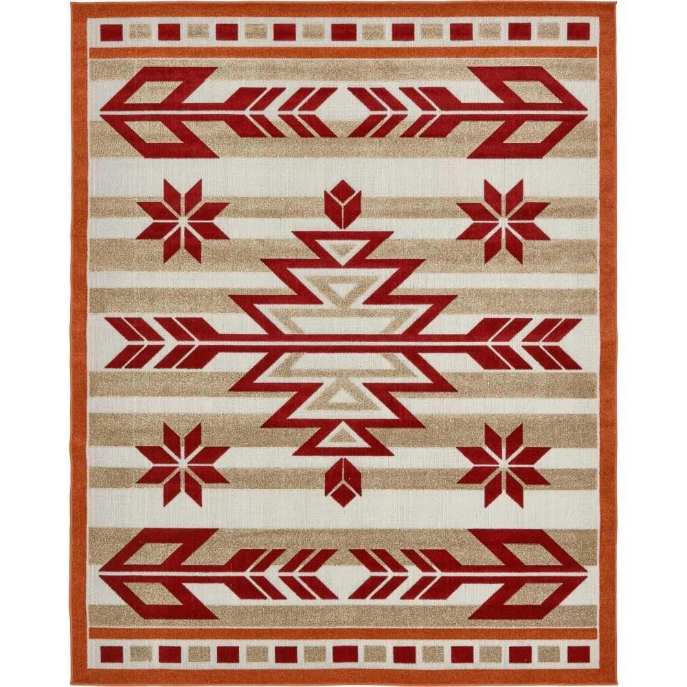 Unique Loom 8' 0 x 10' 0 Burgundy Outdoor Modern Albuquerque Area Rug