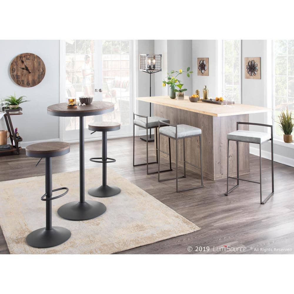 Dakota Industrial Adjustable Bar Dining Table Set Gray/Brown - LumiSource