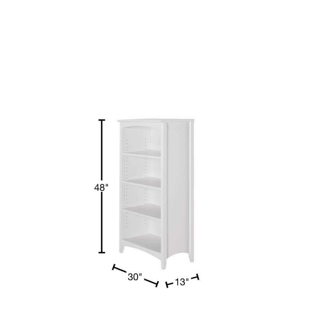 Shaker Style Bookcase - 48"H - White Finish