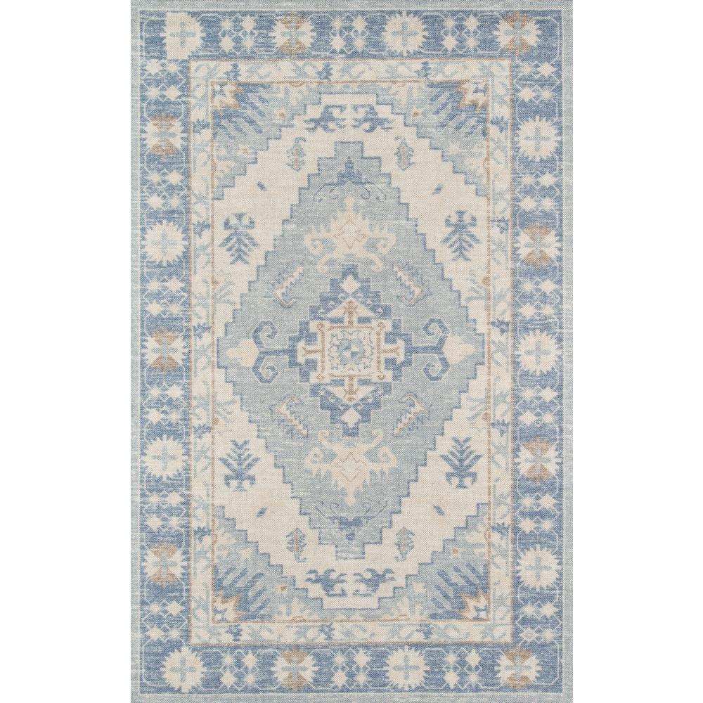 Momeni Anatolia Mateo Blue 2'x3' Accent Rug: Traditional Wool & Nylon Medallion, Low Pile Indoor Area Rug