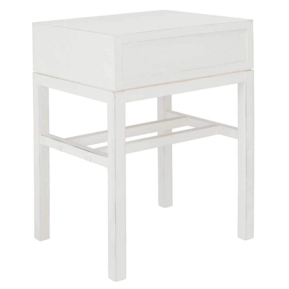 Ajana 1 Drawer Accent Table - Distressed White - Safavieh.