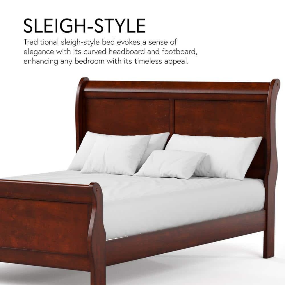 Burkhart White Queen Wood Frame Sleigh Bed with Slat Kit