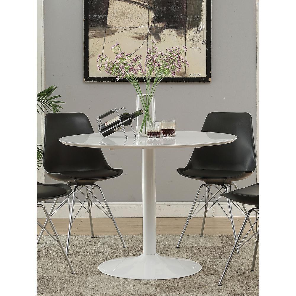 Coaster Lowry Round Pedestal Contemporary Wood Dining Table in White