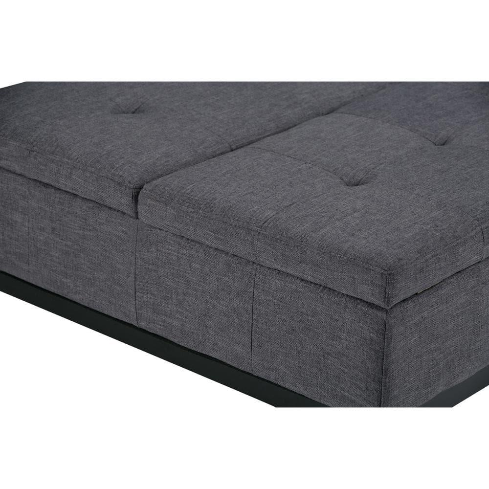 Simpli Home Dover 36"W Upholstered Square Coffee Table Storage Ottoman with Split Tufted Lift Top