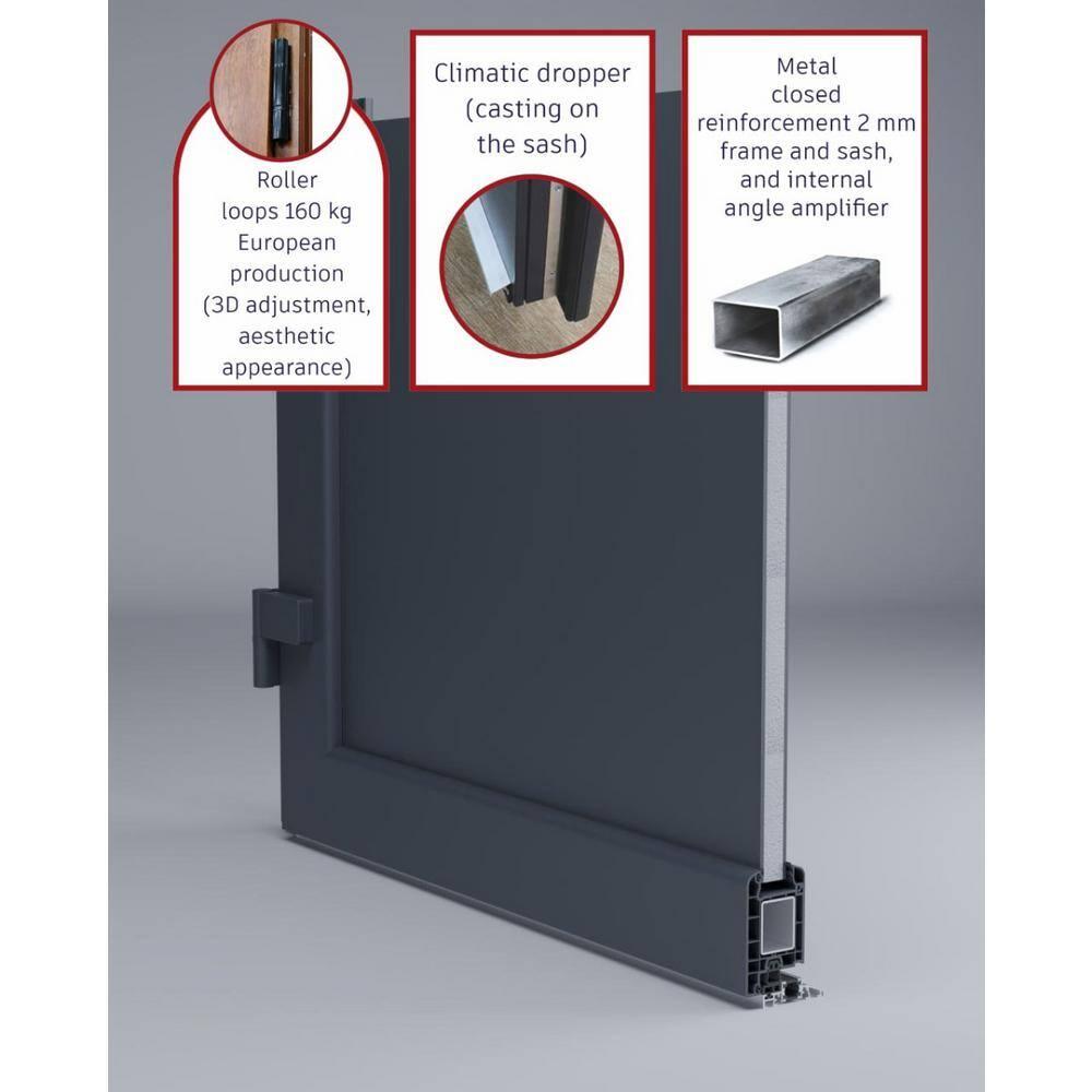 Front Exterior Prehung Metal-Plastic Door | Manux 8415 Antracite Grey | Office Commercial and Residential Doors Entrance Patio Garage W30x80 Right-hand