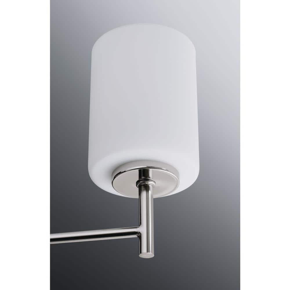 Progress Lighting Replay 3-Light Chandelier, Brushed Nickel, White Glass Shades