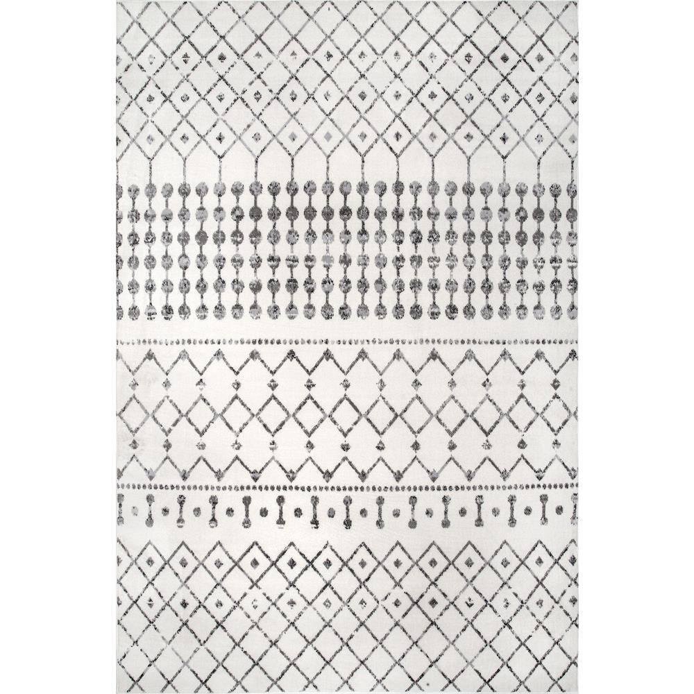 Nuloom 7x9 Zola Geometric Moroccan Indoor Area Rug, Grey, Faded Bohemian Design, Stain Resistant, BedroomLiving Room, Kitchen,