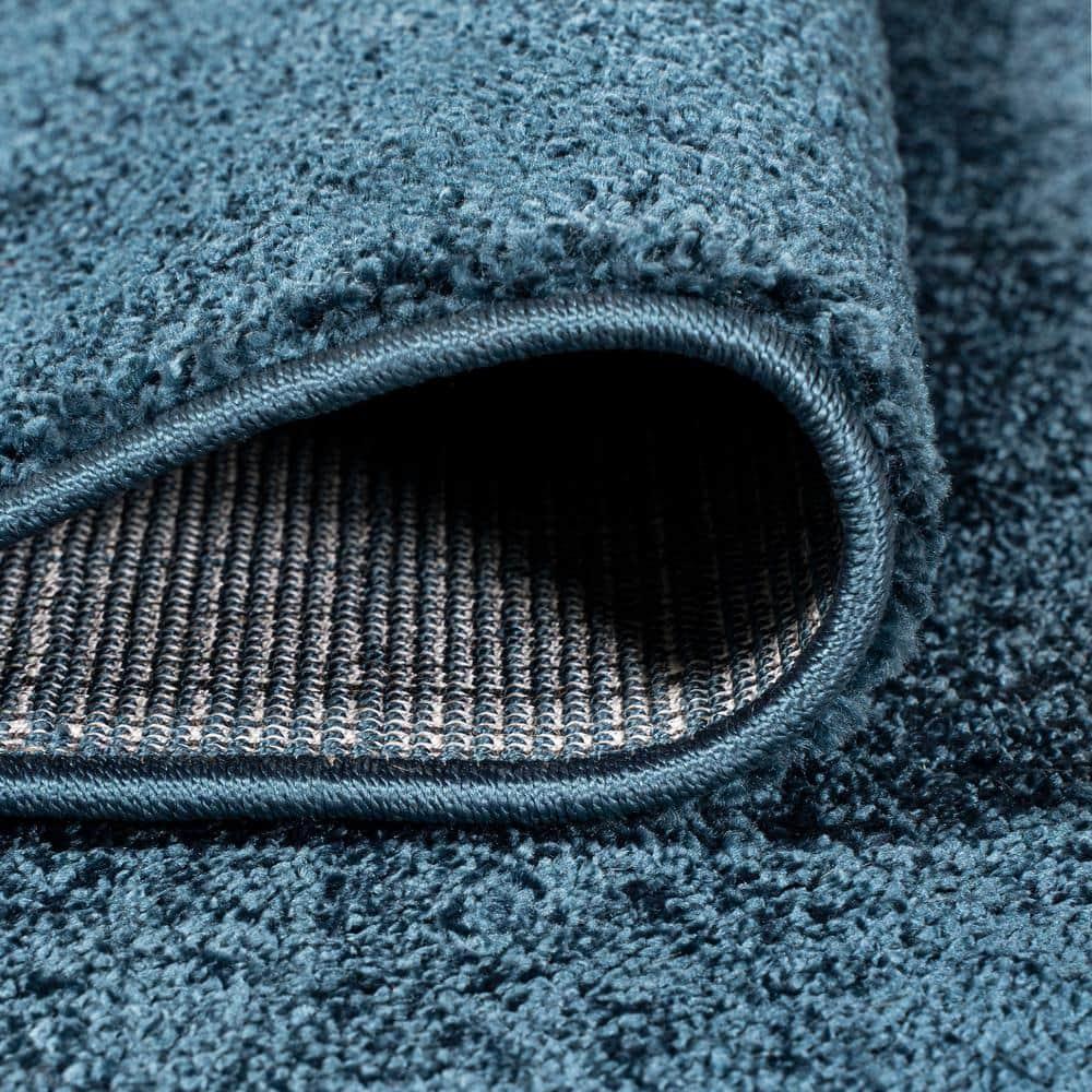 8'x10' Haze Solid Low-Pile Area Rug, Navy - JONATHAN Y