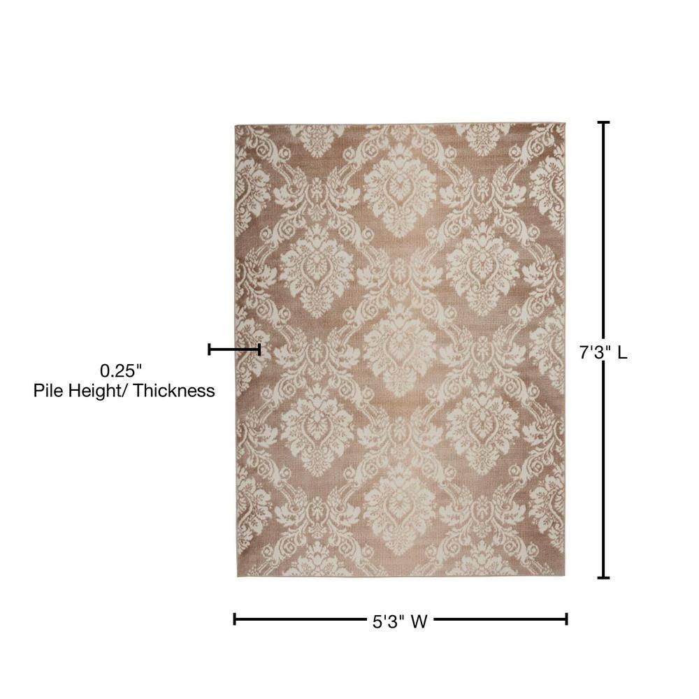 Nourison Elation ETN03 Indoor only Area Rug - Ivory Mocha 5'3" x 7'3"
