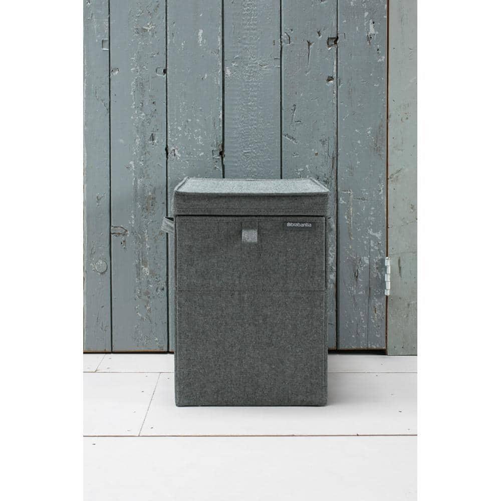 Gray Cotton Polyester Stackable Rectangular Laundry Hamper with Lid