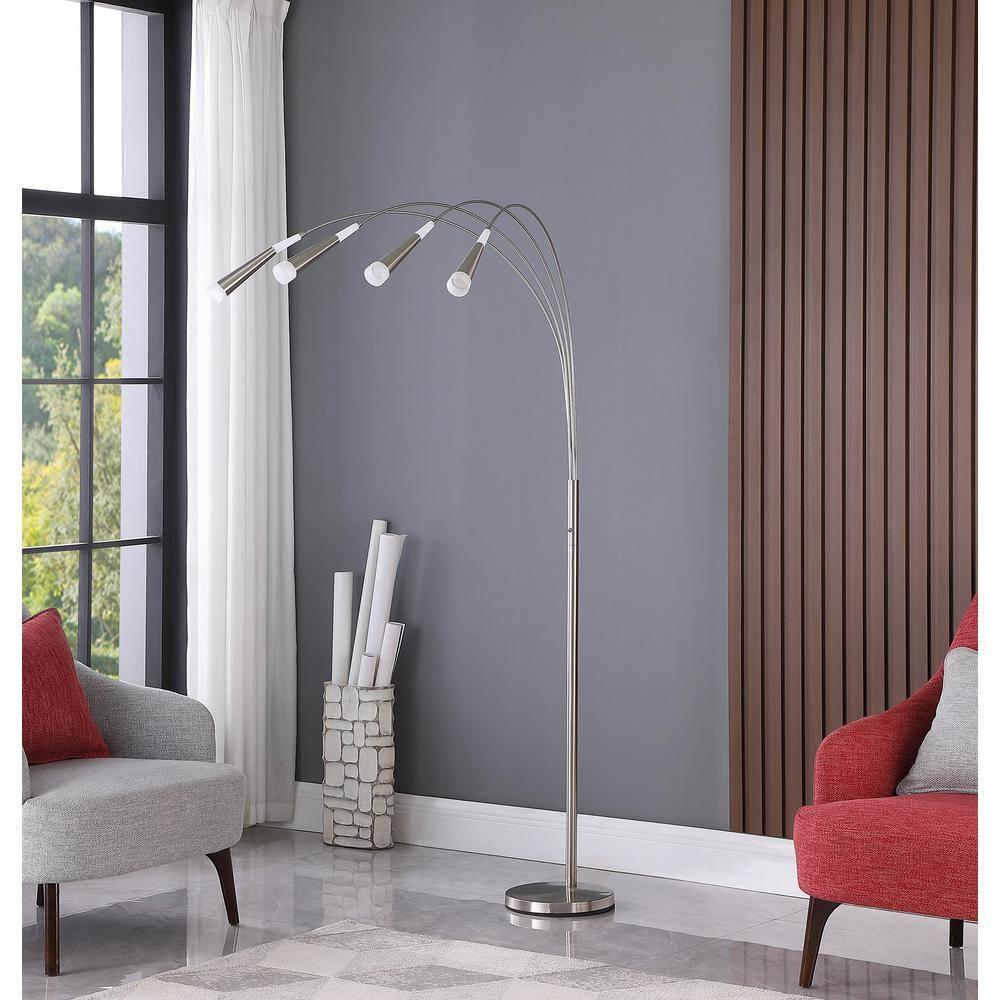 ORE International  72 in. Kiery 4 Arm Aluminum LED Arc Floor Lamp
