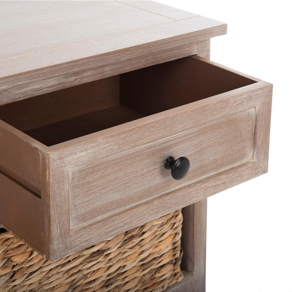 Herman Storage Unit with Wicker Baskets - White Wash - Safavieh.