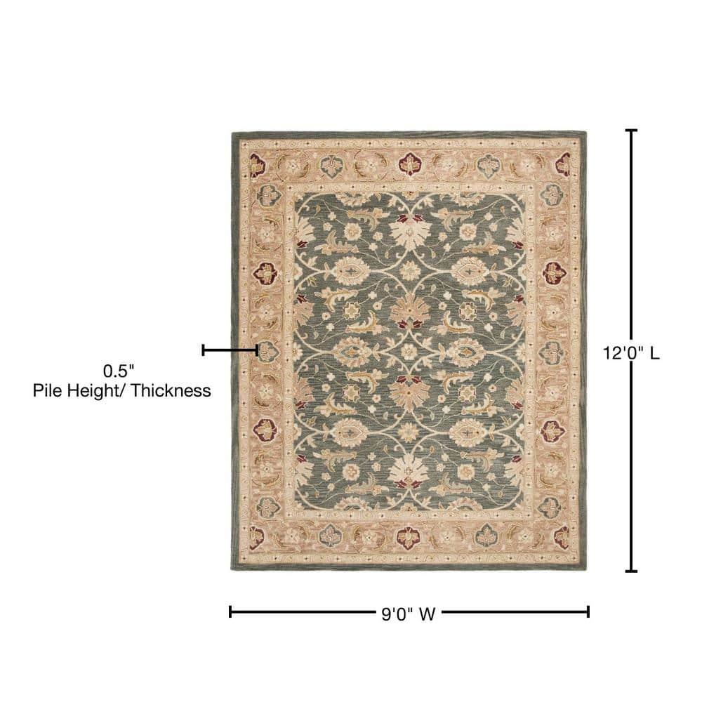 SAFAVIEH Anatolia Sophia Traditional Wool Area Rug, Blue/Brown, 9' x 12'