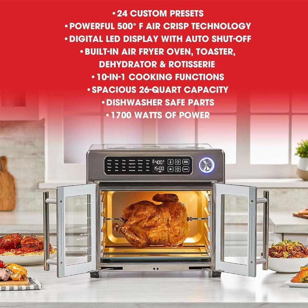 Emeril Lagasse Extra Large French Door Air Fryer Toaster Oven Combo, 25 Cooking Functions and Digital Controls, 7 Accessories Included, Stainless Steel Finish, 26QT Capacity & Reviews | Wayfair