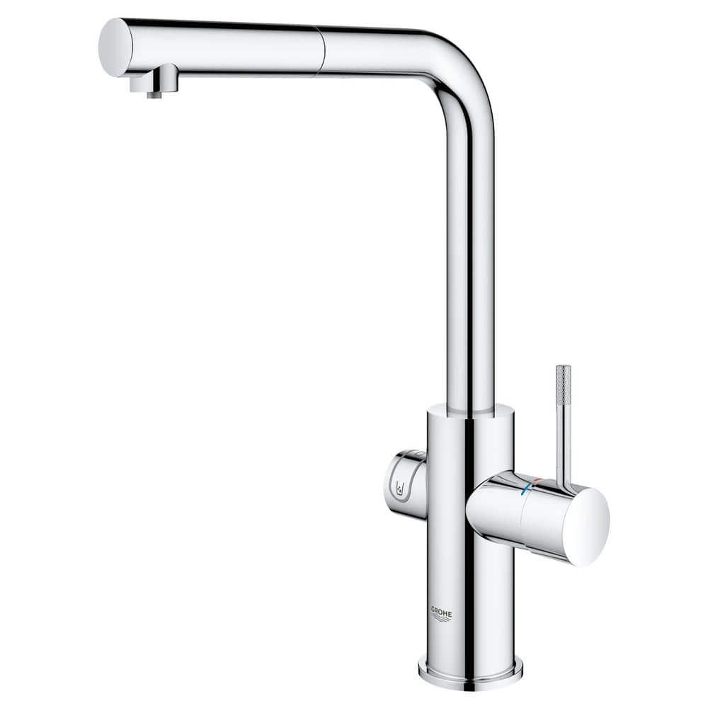 Blue Pull Out Single Handle Kitchen Faucet with Accessories
