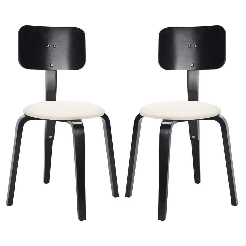 Jo Upholstered Stackable Dining Chair (Set Of 2) - Black/Creme - Safavieh