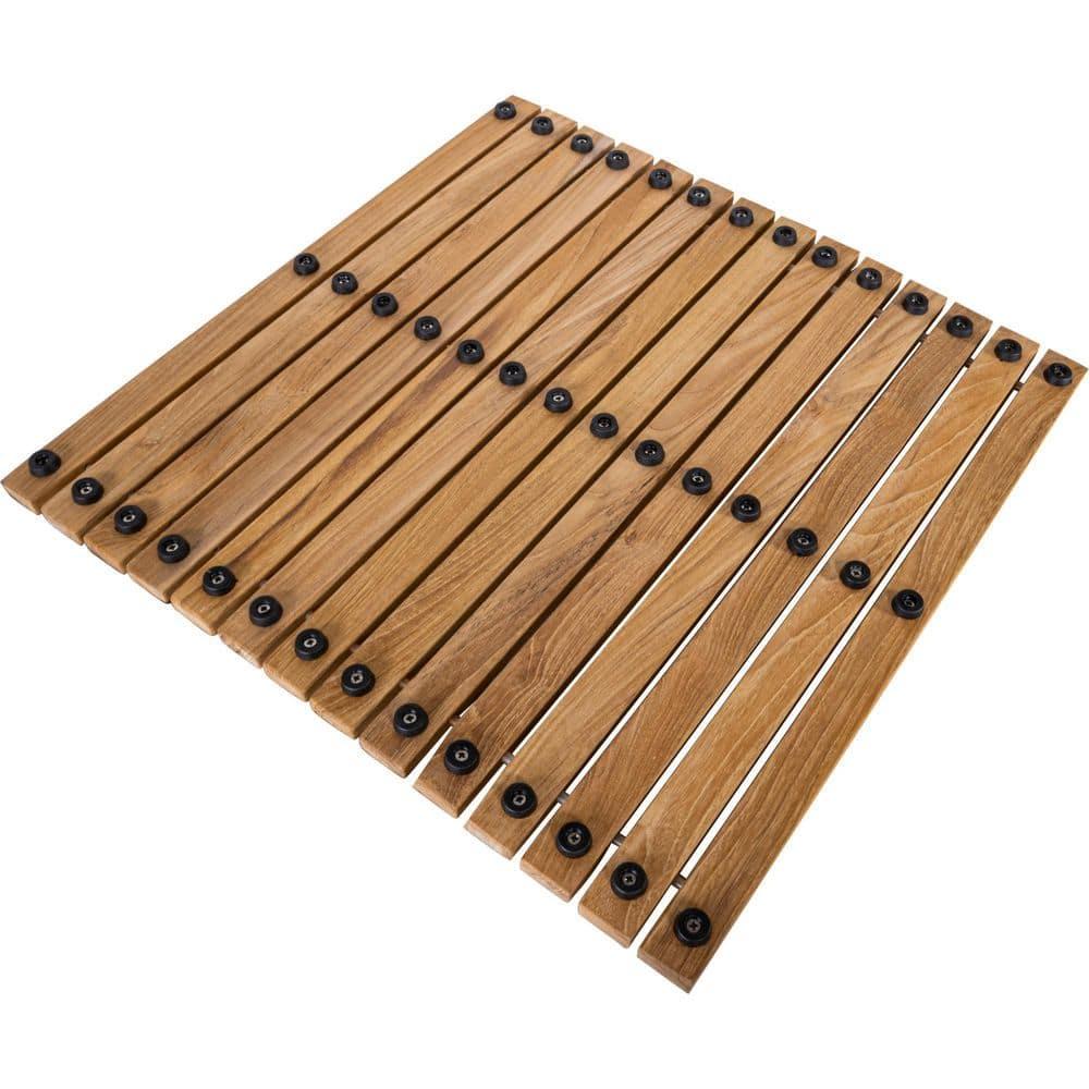 Nordic Teak 19.6" x 19.6" Natural Shower and Bath String Mat - Beige