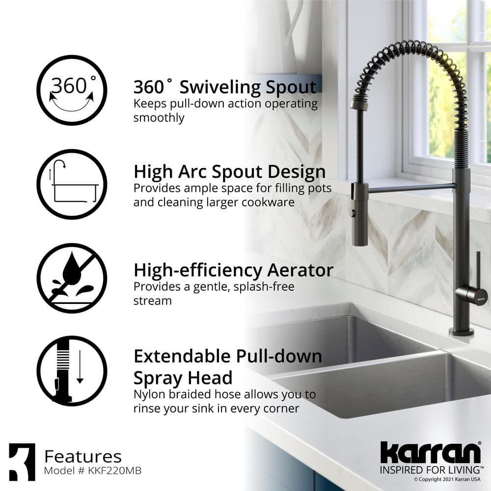 Karran Bluffton Single Handle Pull Down Sprayer Kitchen Faucet