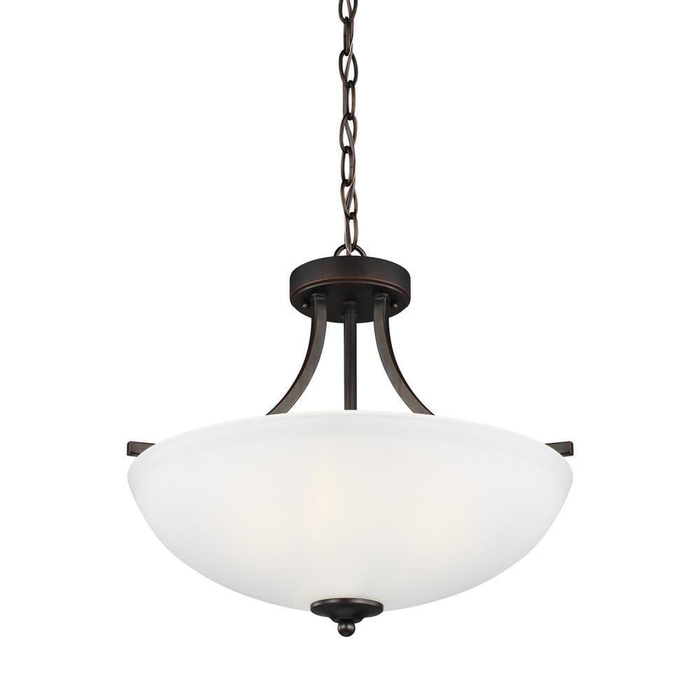 Geary 3-Light Burnt Sienna Semi-Flush Mount Convertible Pendant
