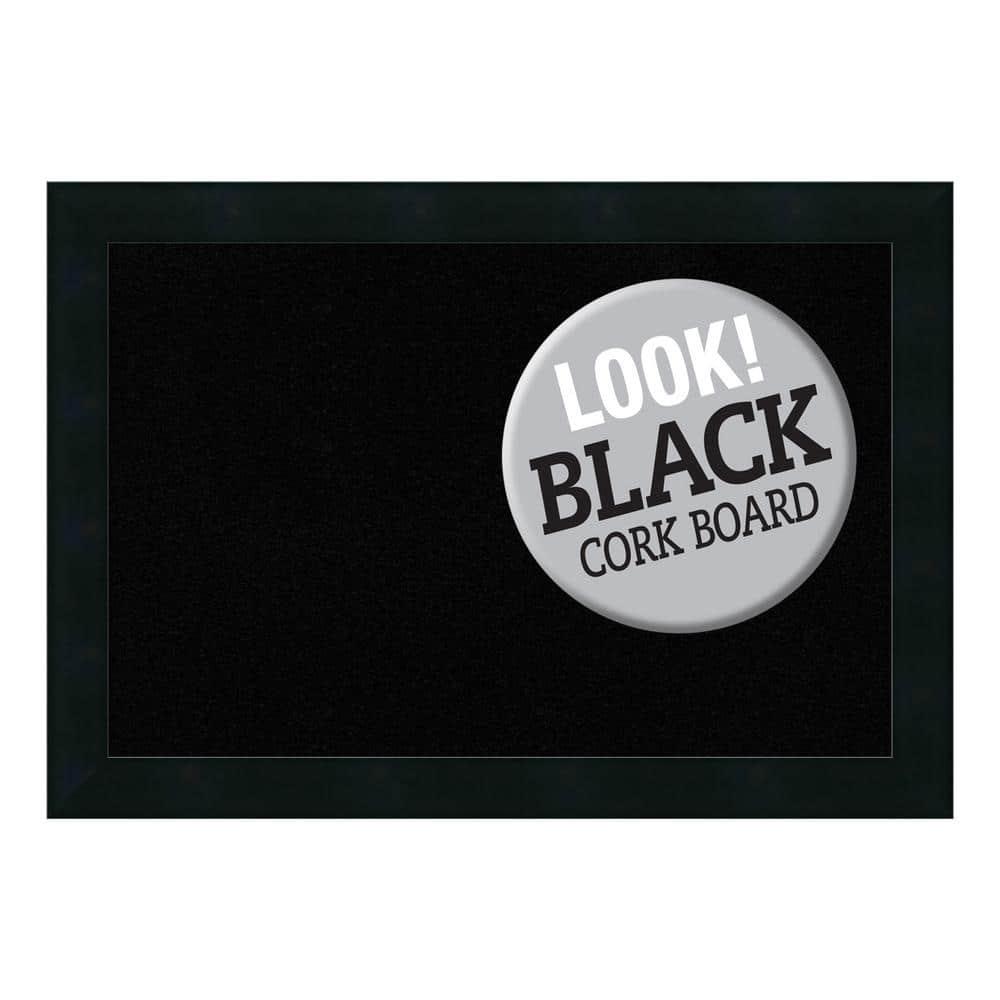 Amanti Art Black Cork Board Wood Framed Mezzanotte Black Bulletin Board 20 in. x 14 in.